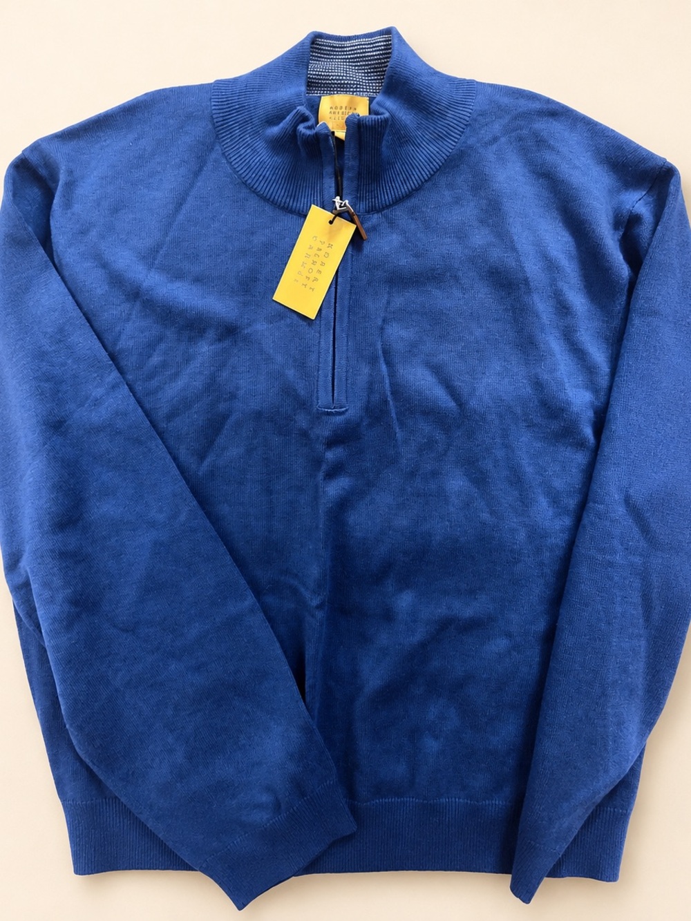 Robert Talbott Men’s Royal Blue Zip Mock-Neck Sweater